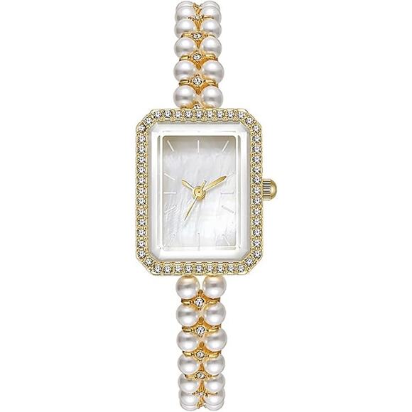 legant Pearl Watches for Women Small Square Dial Analog Quartz Watch Peal - Picture 1 of 4